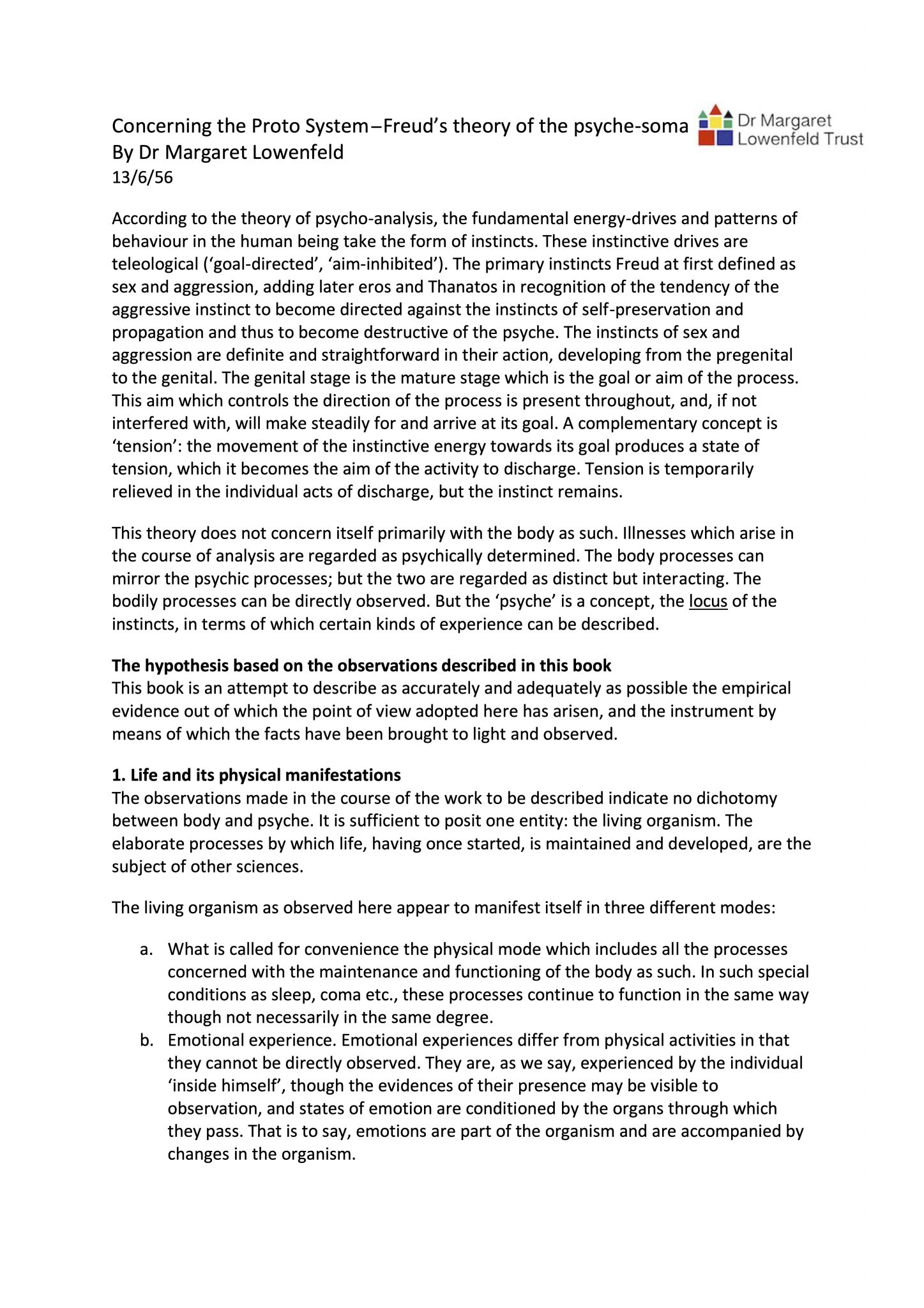 The Dr Margaret Lowenfeld Trust - Child psychotherapy